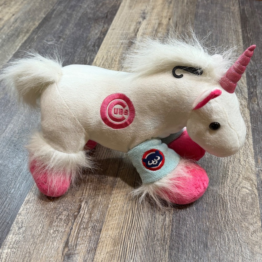 FOCO Chicago Cubs Plush Unicorn Kids OS White Pink MLB Baseball Fan Gear Toy